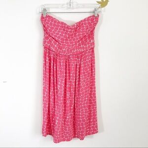 Milly Strapless Knit Dress Pink Geometric Small